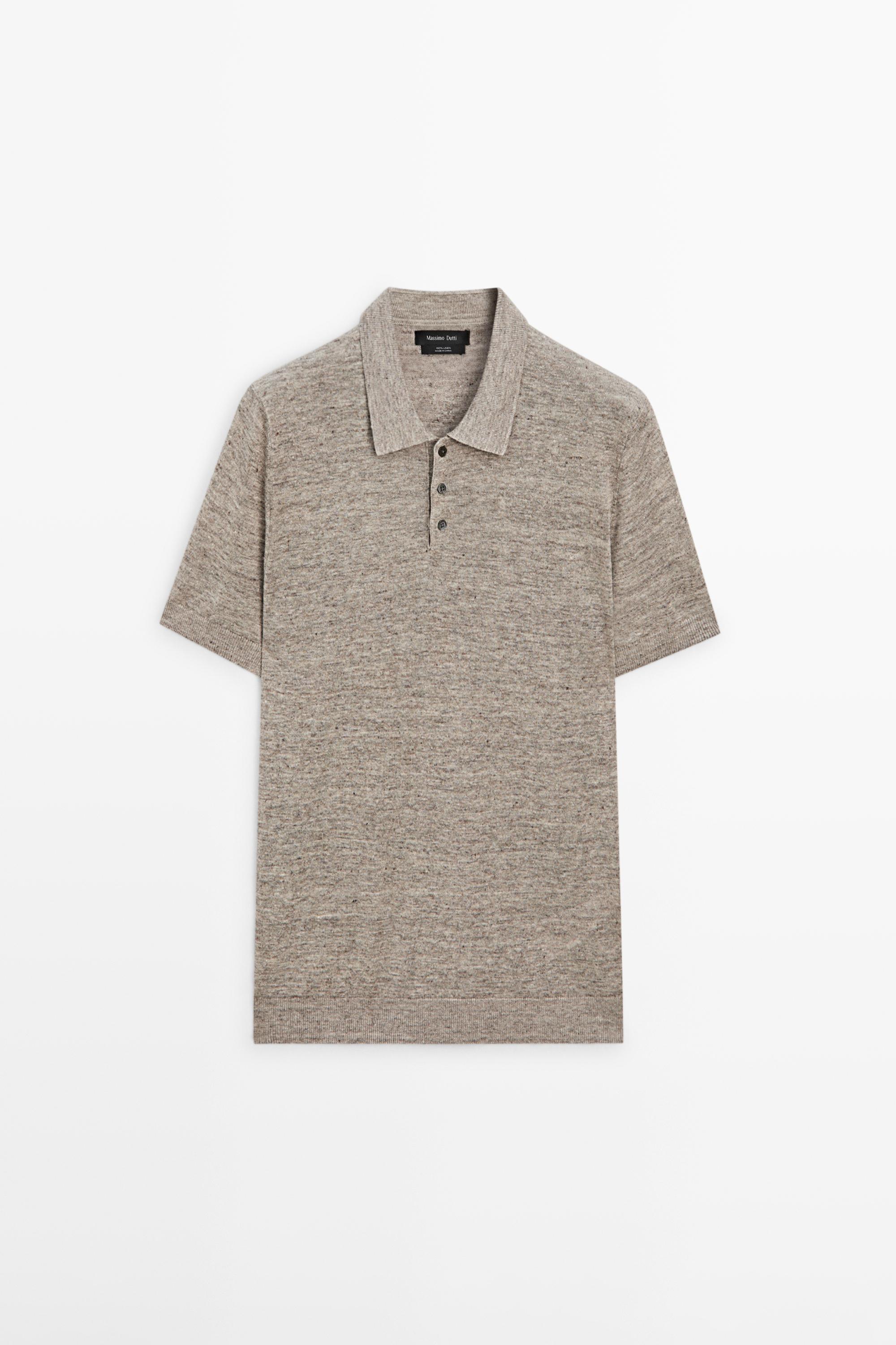 100% linen melange polo shirt